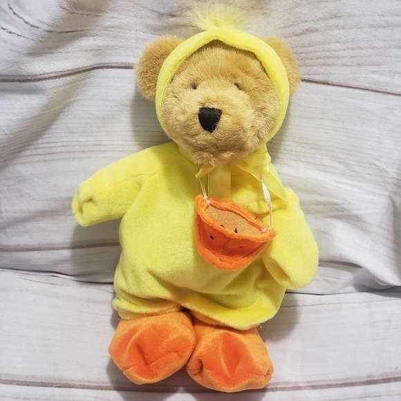 Ganz Wee Bear Village Quacks Teddy Bear In Duck Costume 10" Plush Stuffed Animal - Picture 4 of 9
